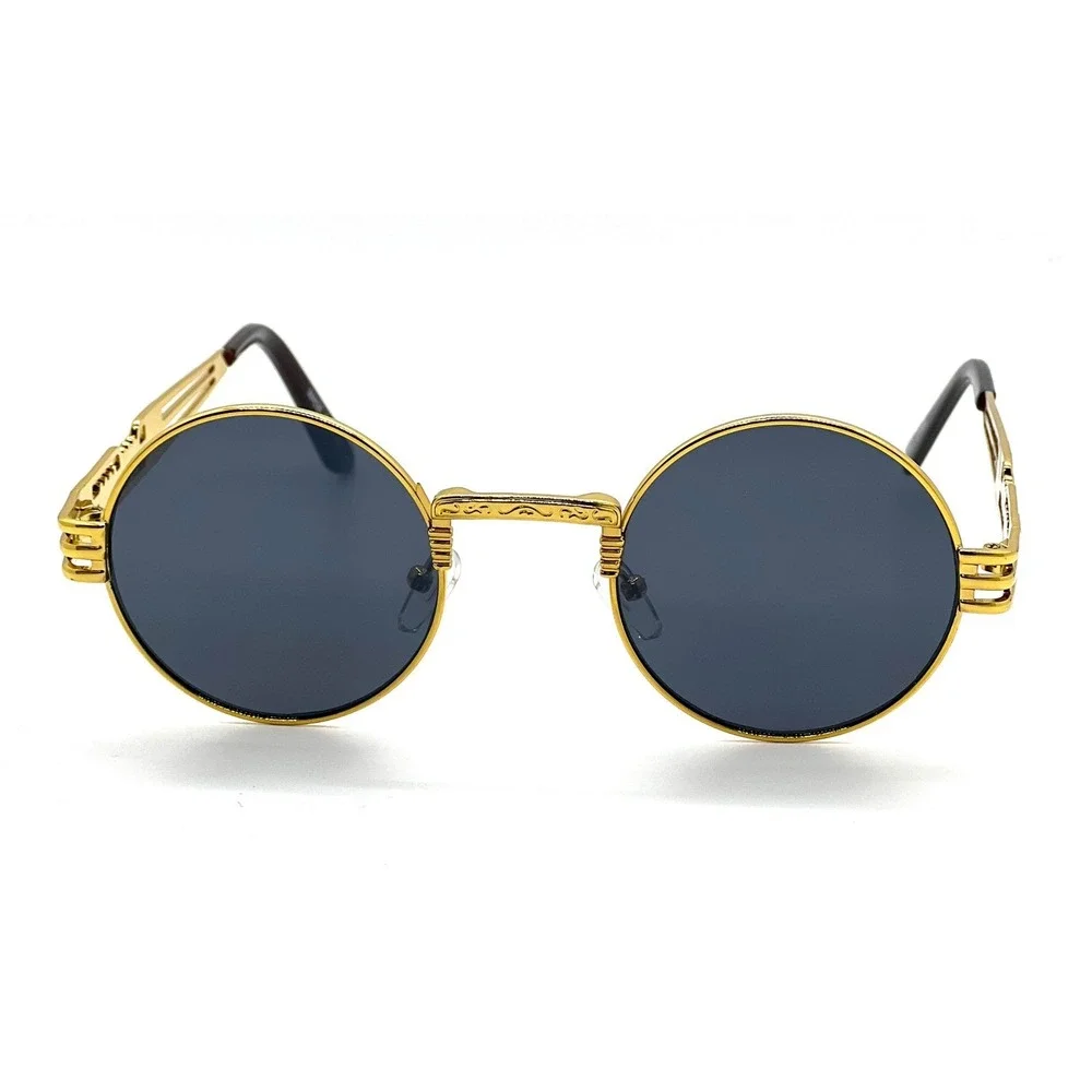 Retro Black Round Steampunk Sunglasses Hippie Glasses‎ Metal Men Trendy Street